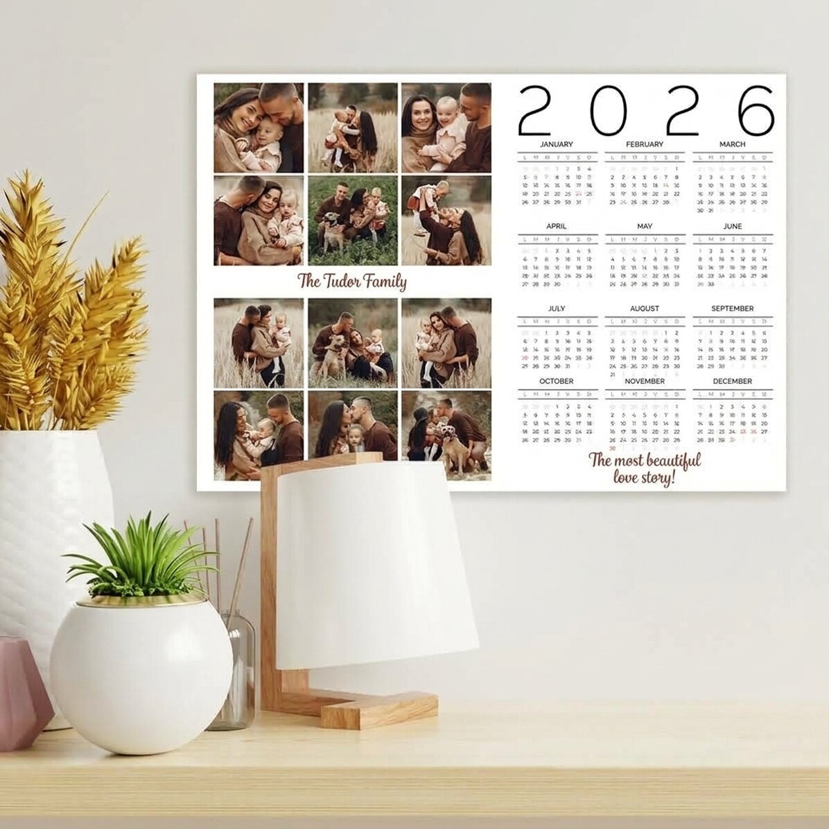 Gepersonaliseerde kalenderposter met 12 foto