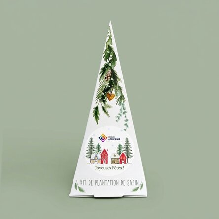 Kit de plantation de sapin personnalisé avec logo et message - Joyeuses fêtes !