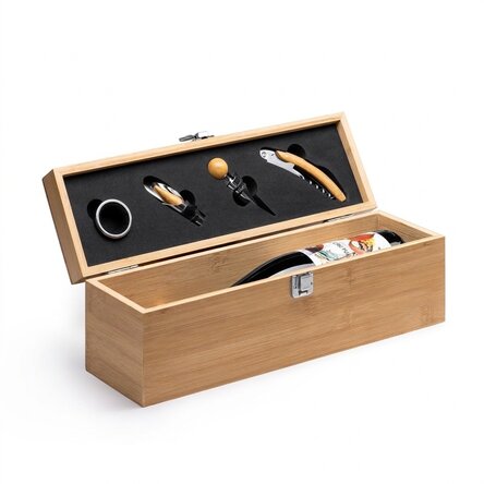 Coffret à vin en bambou avec accessoires