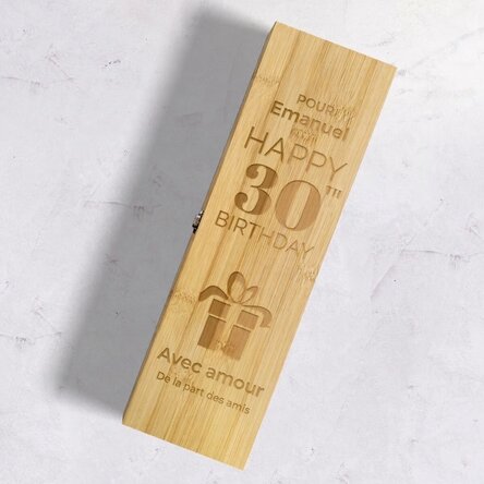 Coffret à vin en bambou avec accessoires, personnalisé avec un message - Cadeau d