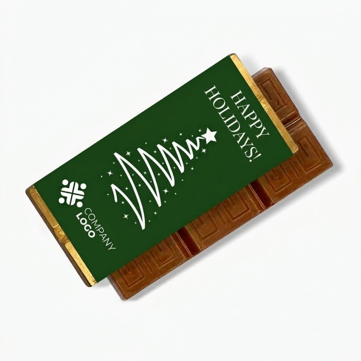 Gepersonaliseerde mini-chocoladereep met logo en boodschap - Fijne feestdagen