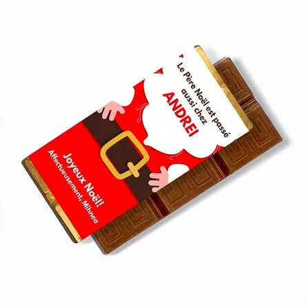 Mini-tablette de chocolat personnalisée avec un message - Père Noël