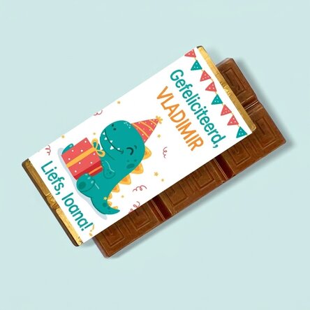 Gepersonaliseerde mini-chocoladereep met boodschap - Happy Dino