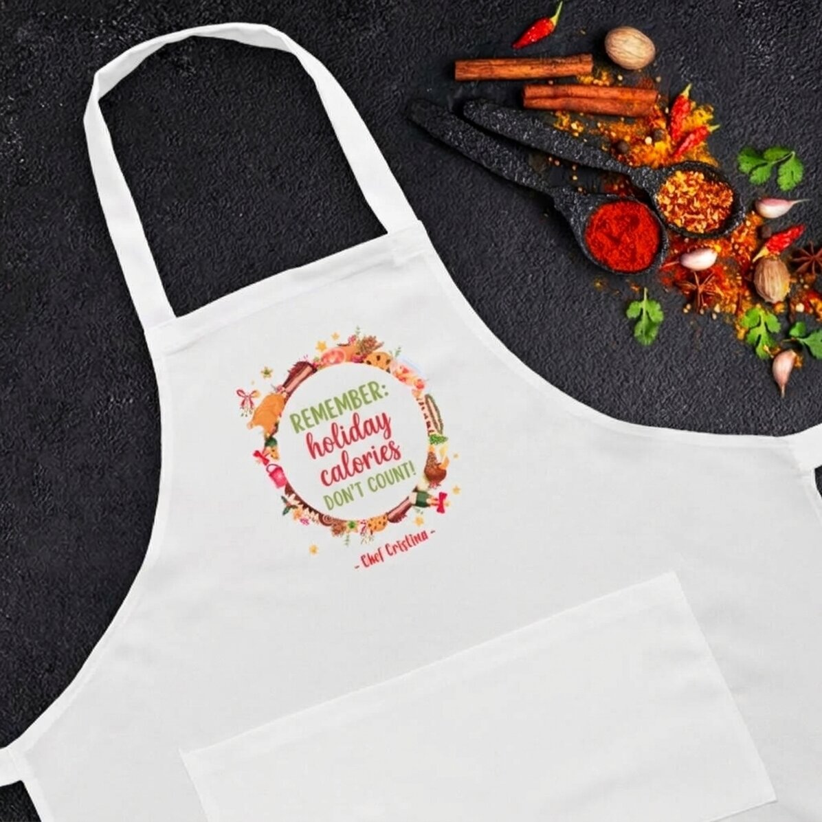Gepersonaliseerd schort met tekst - Kerstcalorieën