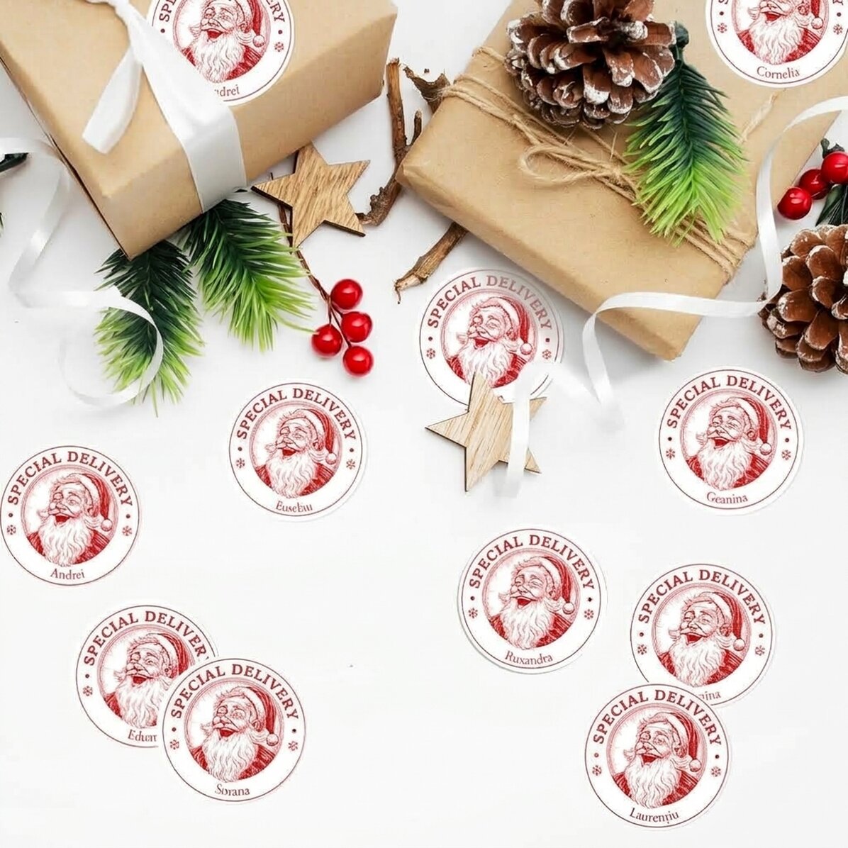 Set van 12 gepersonaliseerde stickers (zelfklevende etiketten) met naam - Speciale levering