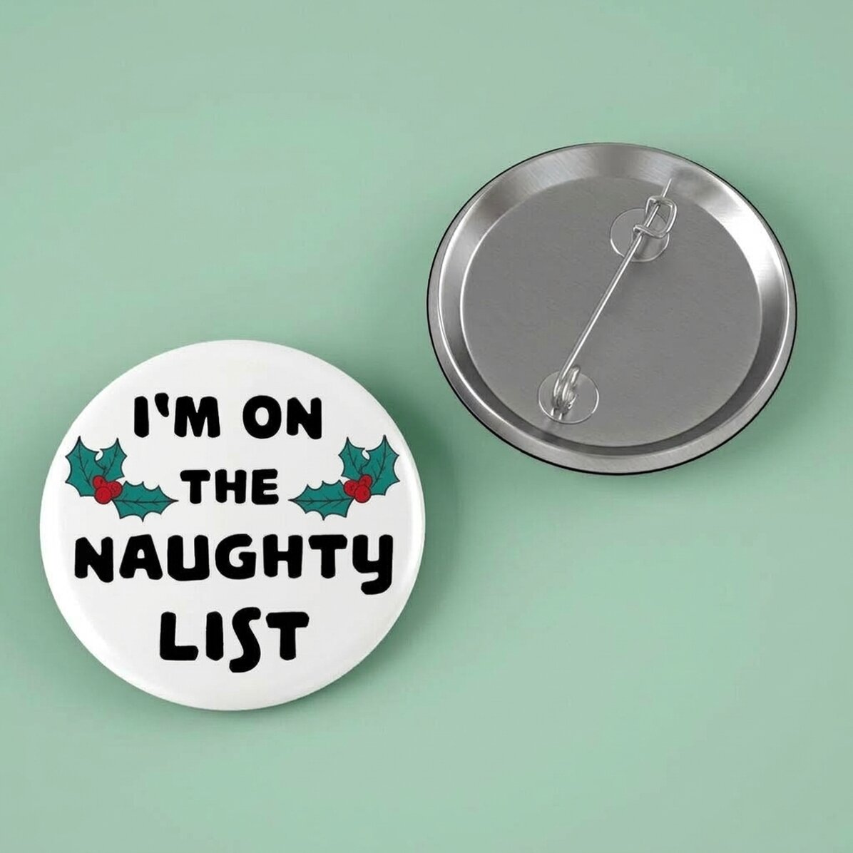 Gepersonaliseerde button met tekst - Naughty List