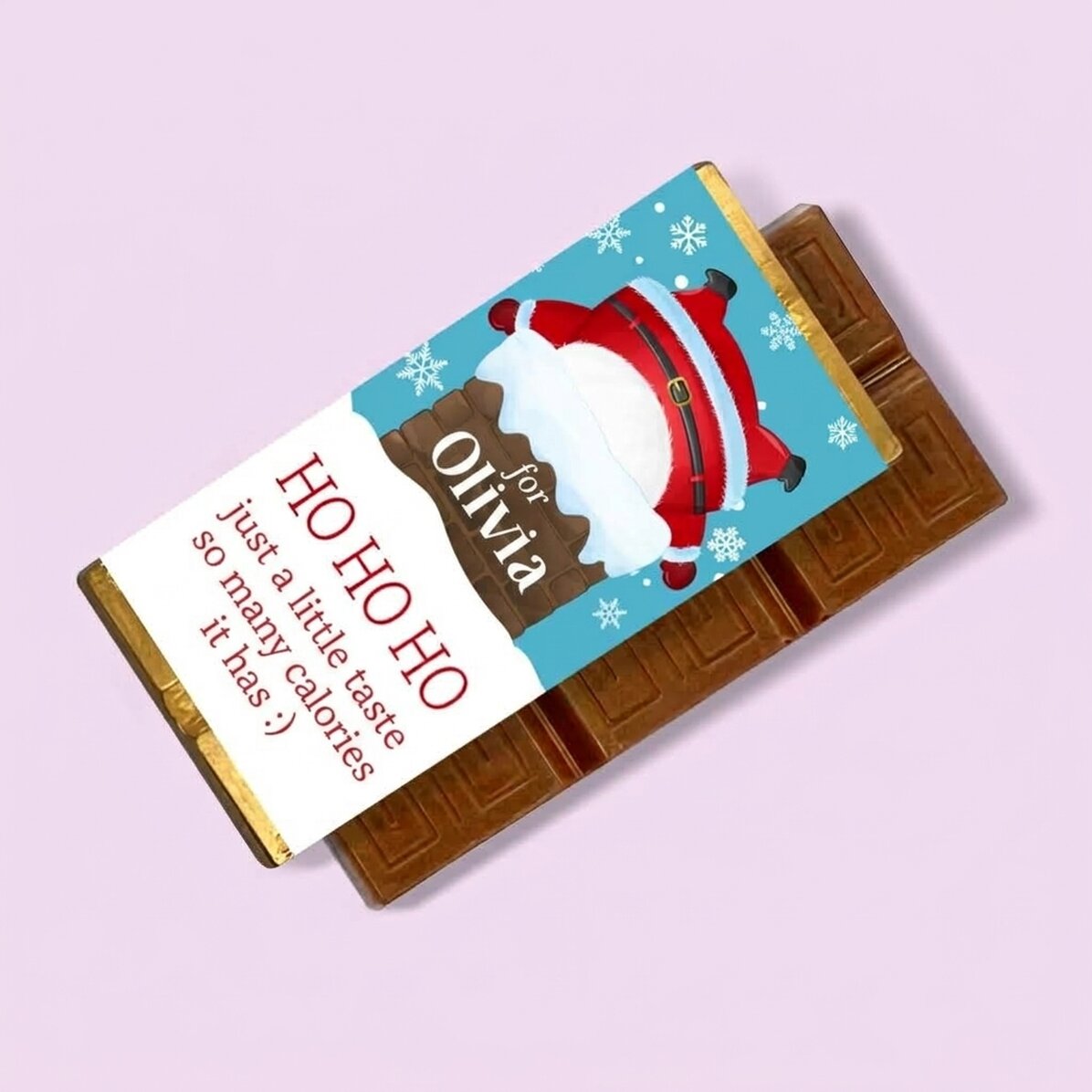 Mini-tablette de chocolat personnalisée avec un message de Noël amusant
