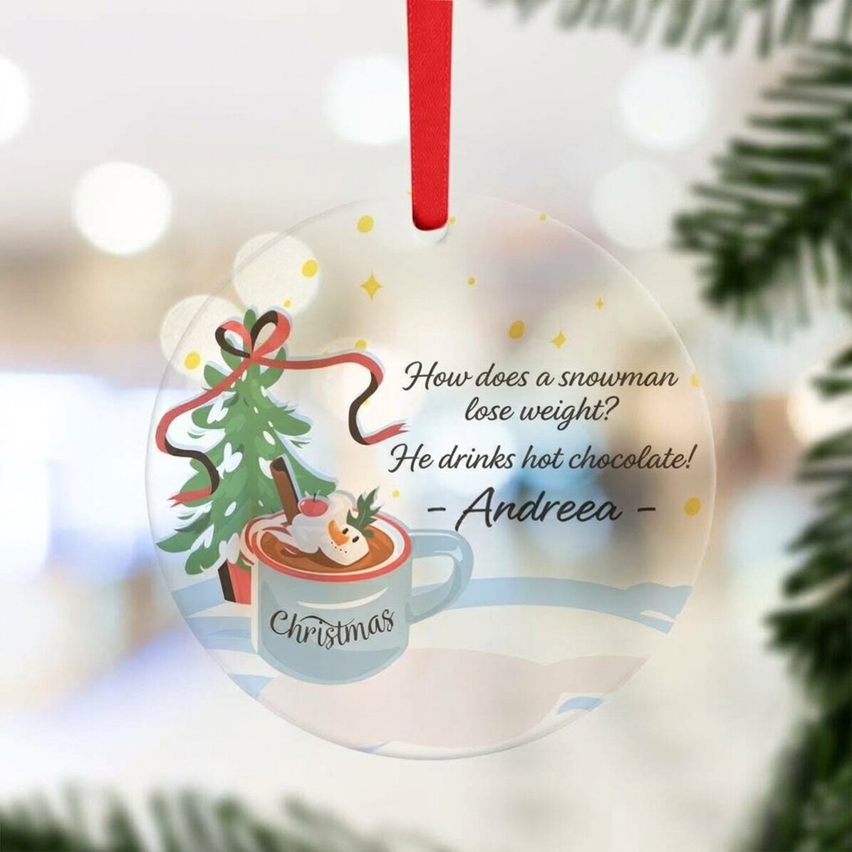 Décoration ronde personnalisée avec texte - Chocolat chaud