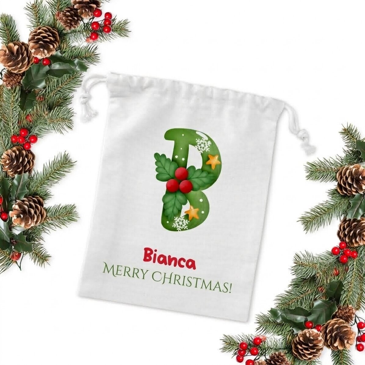Petit sac cadeau personnalisé avec un prénom - Noël
