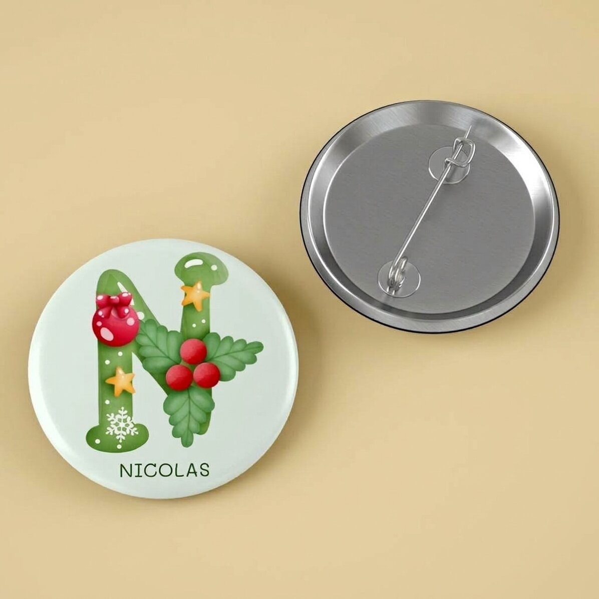 Gepersonaliseerde button met tekst - Kerstmis