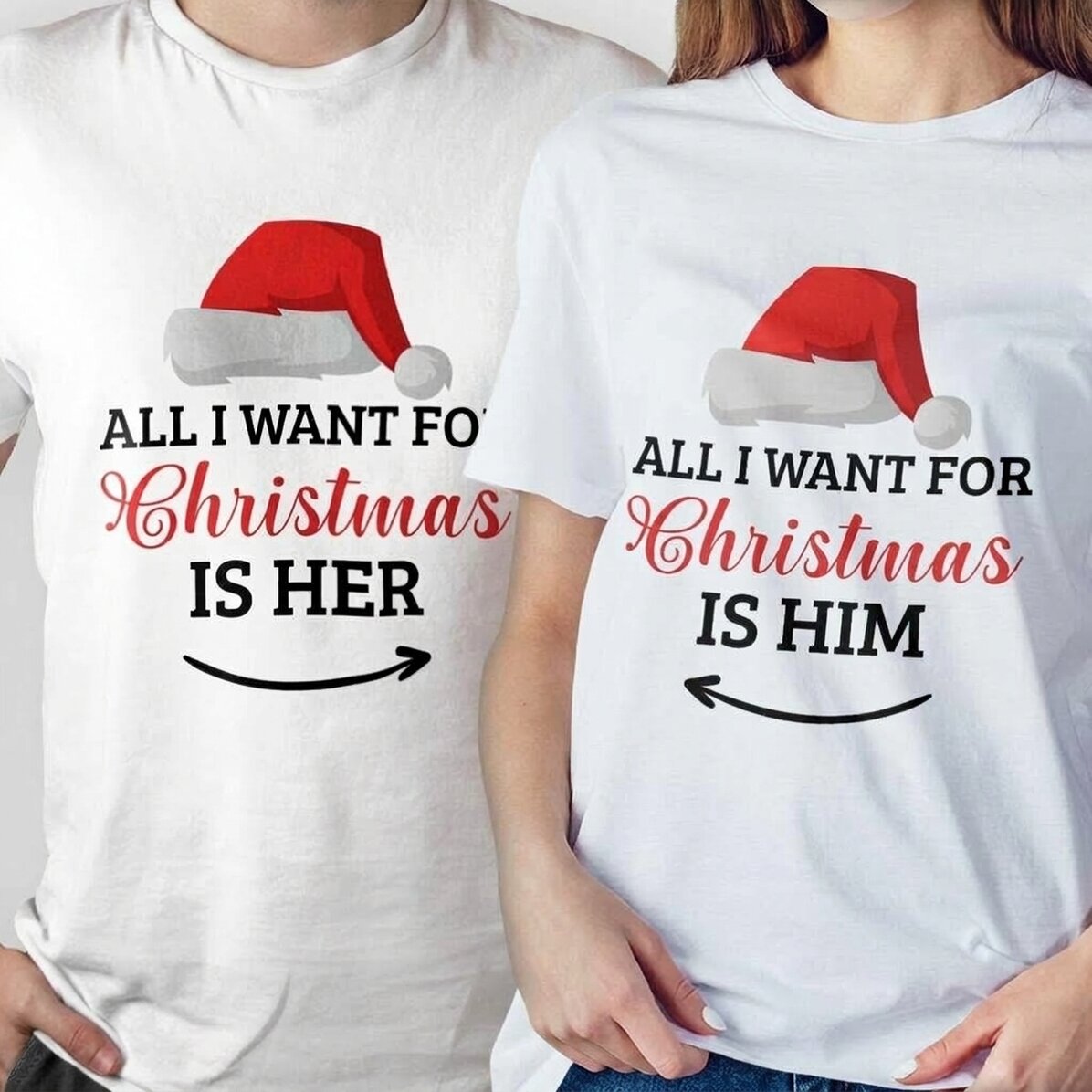 T-shirt en coton personnalisé avec un message de Noël - « All I want for Christmas »