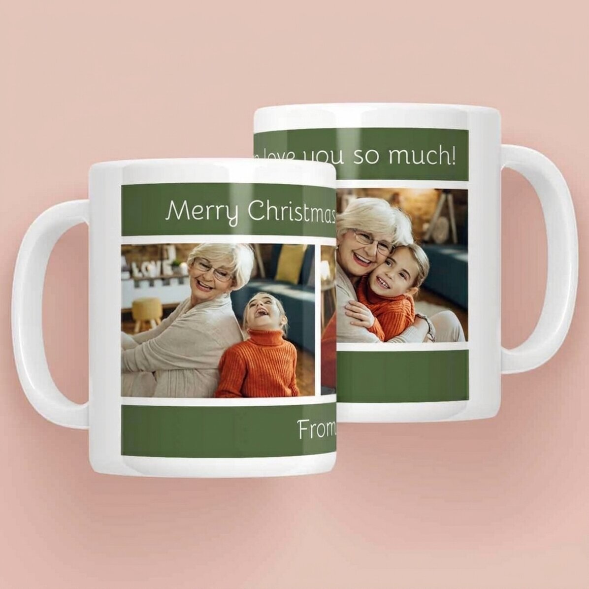Gepersonaliseerde mok met tekst en 3 foto