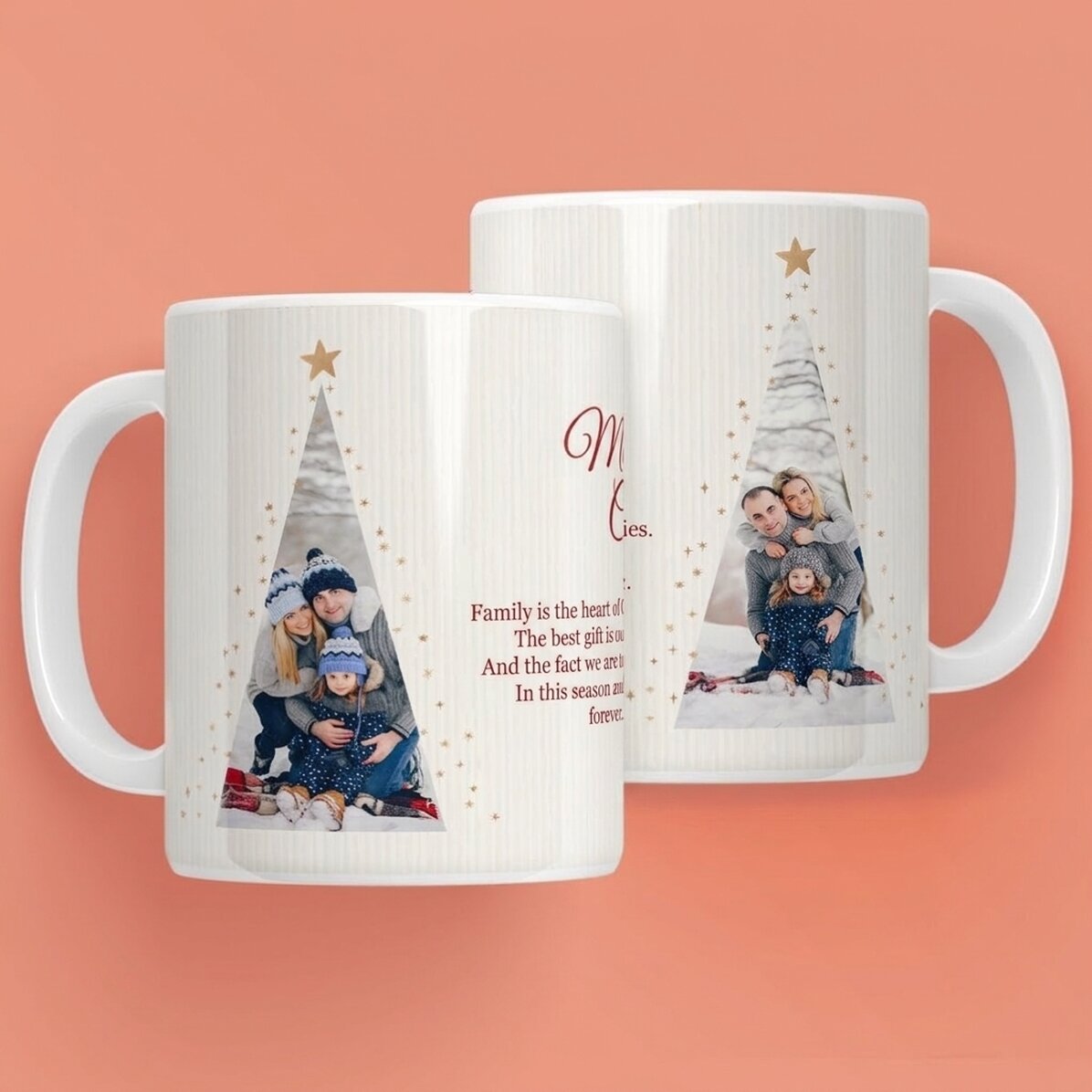 Tasse personnalisée avec un texte et 2 photos - Warm Christmas