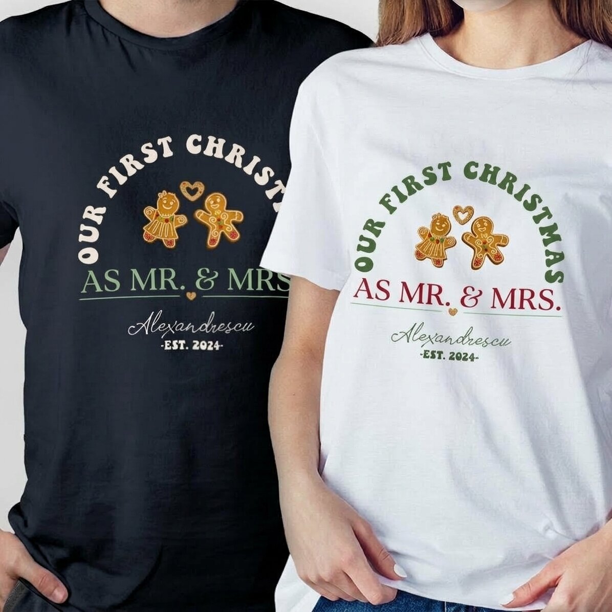 T-shirt en coton personnalisé avec un message de Noël - Monsieur & Madame