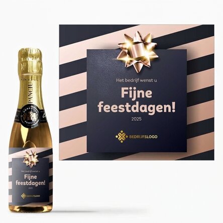 Mini-flesje mousserende wijn, gepersonaliseerd met logo en tekst - Kerstcadeau