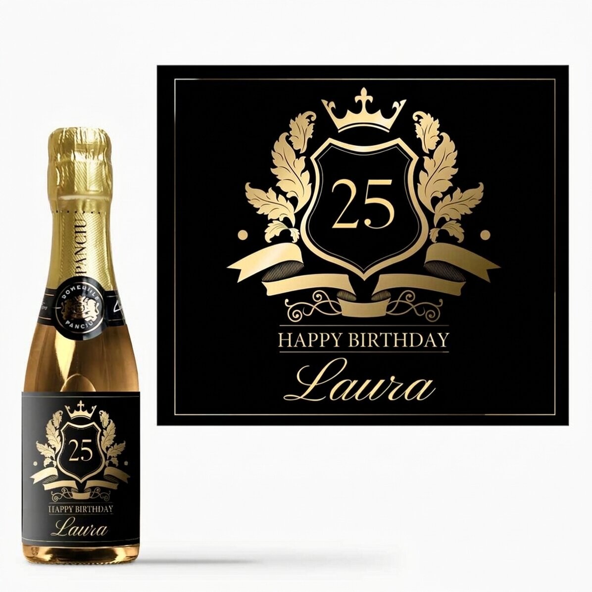 Mini-bouteille de vin mousseux personnalisée avec un texte - Royalty