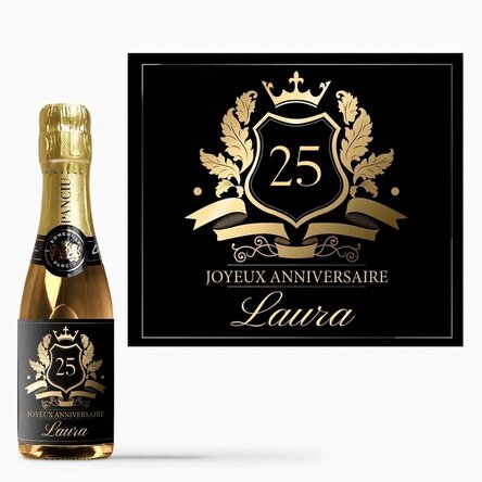 Mini-bouteille de vin mousseux personnalisée avec un texte - Royalty