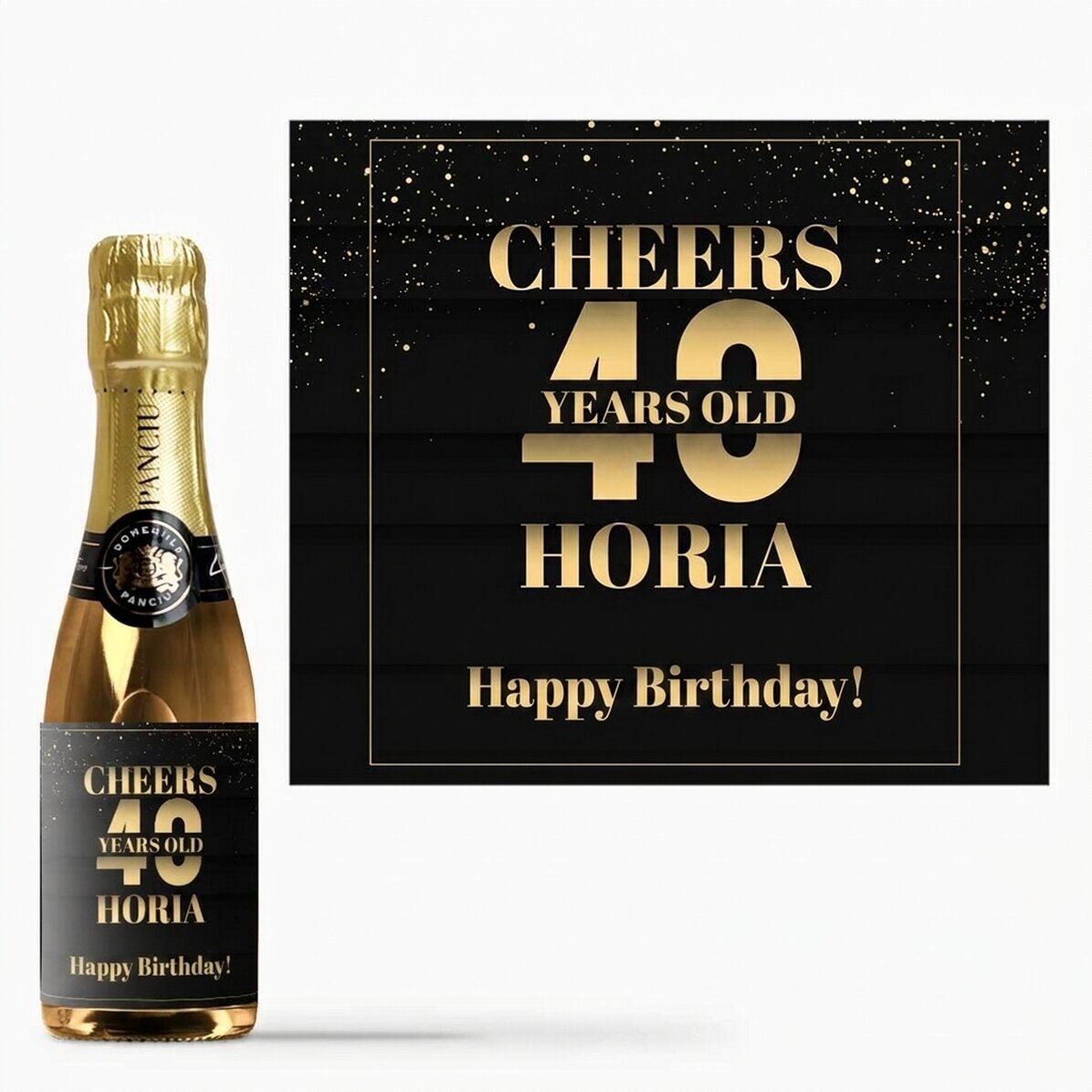 Mini-flesje mousserende wijn, gepersonaliseerd met de tekst ‘verjaardag’ – Cheers to you