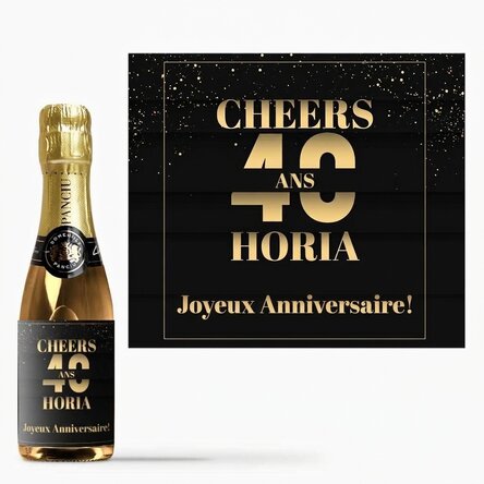 Mini-bouteille de vin mousseux personnalisée avec le message « Joyeux anniversaire » - Cheers to you