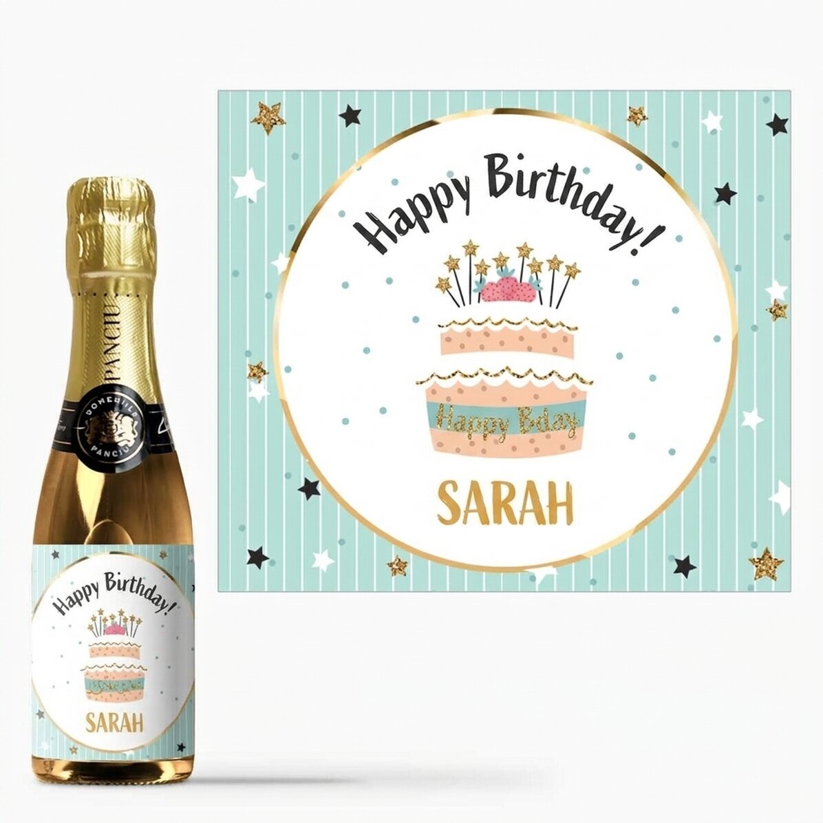 Mini-bouteille de vin mousseux personnalisée pour un anniversaire - Joyeux anniversaire !