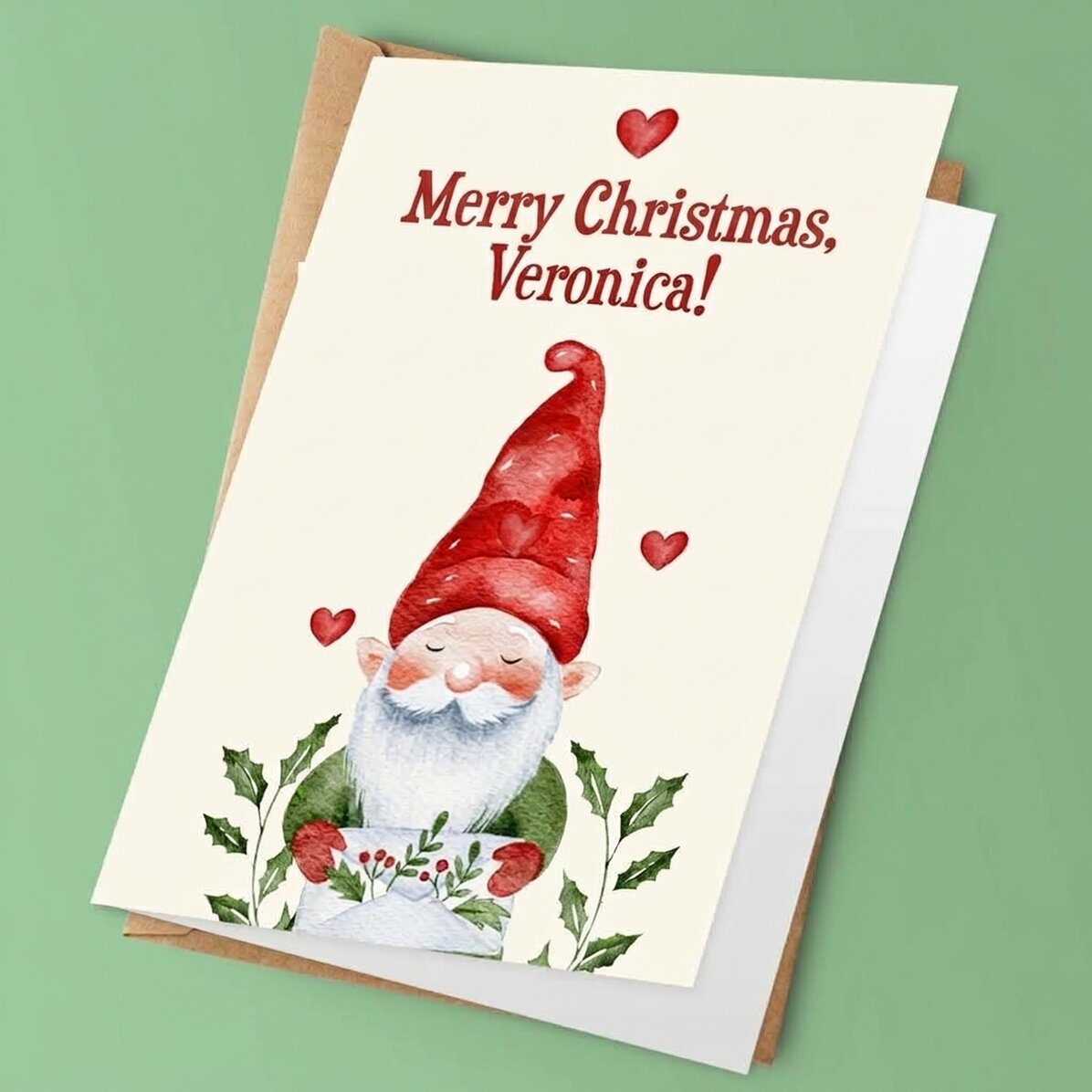 Gepersonaliseerde kerstkaart met kerstboodschap - Kabouter