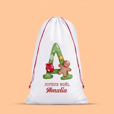 Sac cadeau blanc personnalisé avec une initiale et un message
