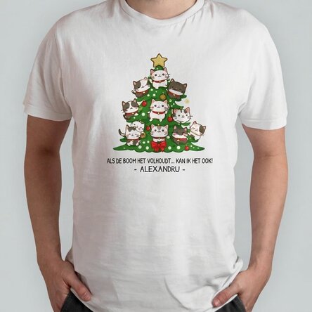 Katoenen T-shirt met gepersonaliseerde tekst - Catmas tree