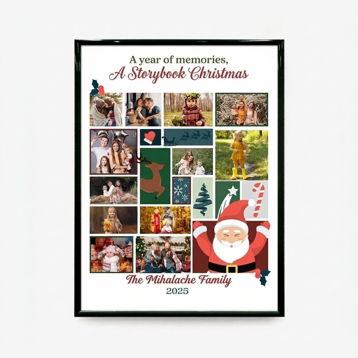 Tableau personnalisé avec 12 photos et un texte - Un Noël de conte de fées