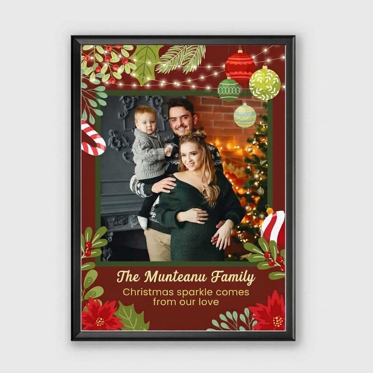 Gepersonaliseerd schilderij met een foto en tekst - De magie van Kerstmis