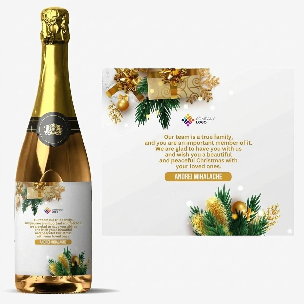 Mousserende wijn met gepersonaliseerde boodschap en logo - Een feestelijk verhaal
