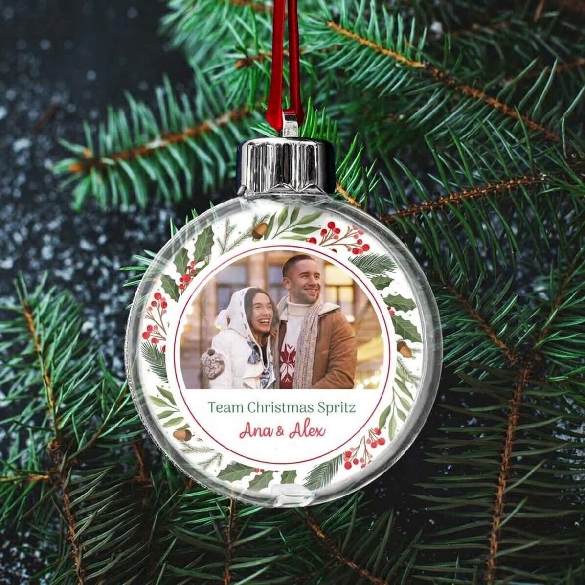Gepersonaliseerde kerstbal met een boodschap en een foto – Het perfecte kerstcadeau
