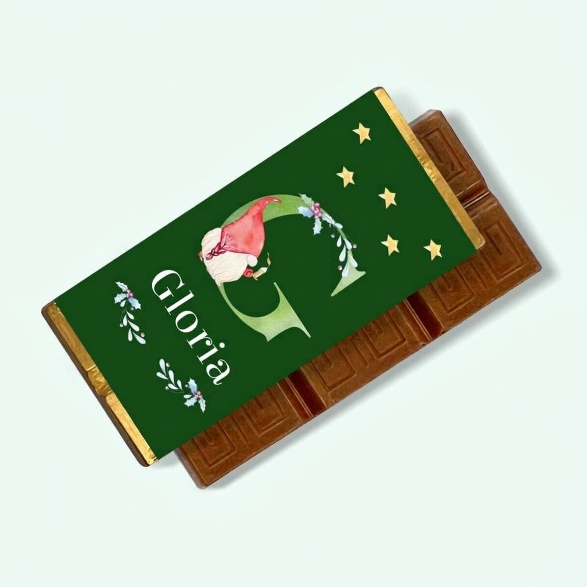 Mini-tablette de chocolat personnalisée avec une initiale de Noël