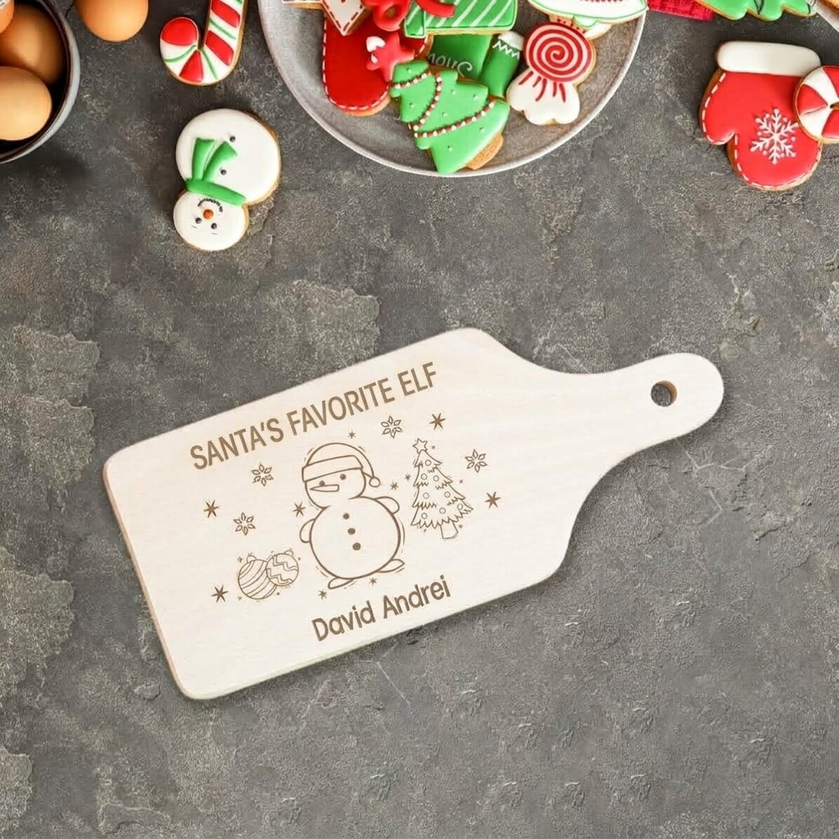 Gepersonaliseerde mini-snijplank - De favoriete elf van de kerstman