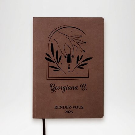 Agenda en cuir personnalisé avec inscription - Nails artist