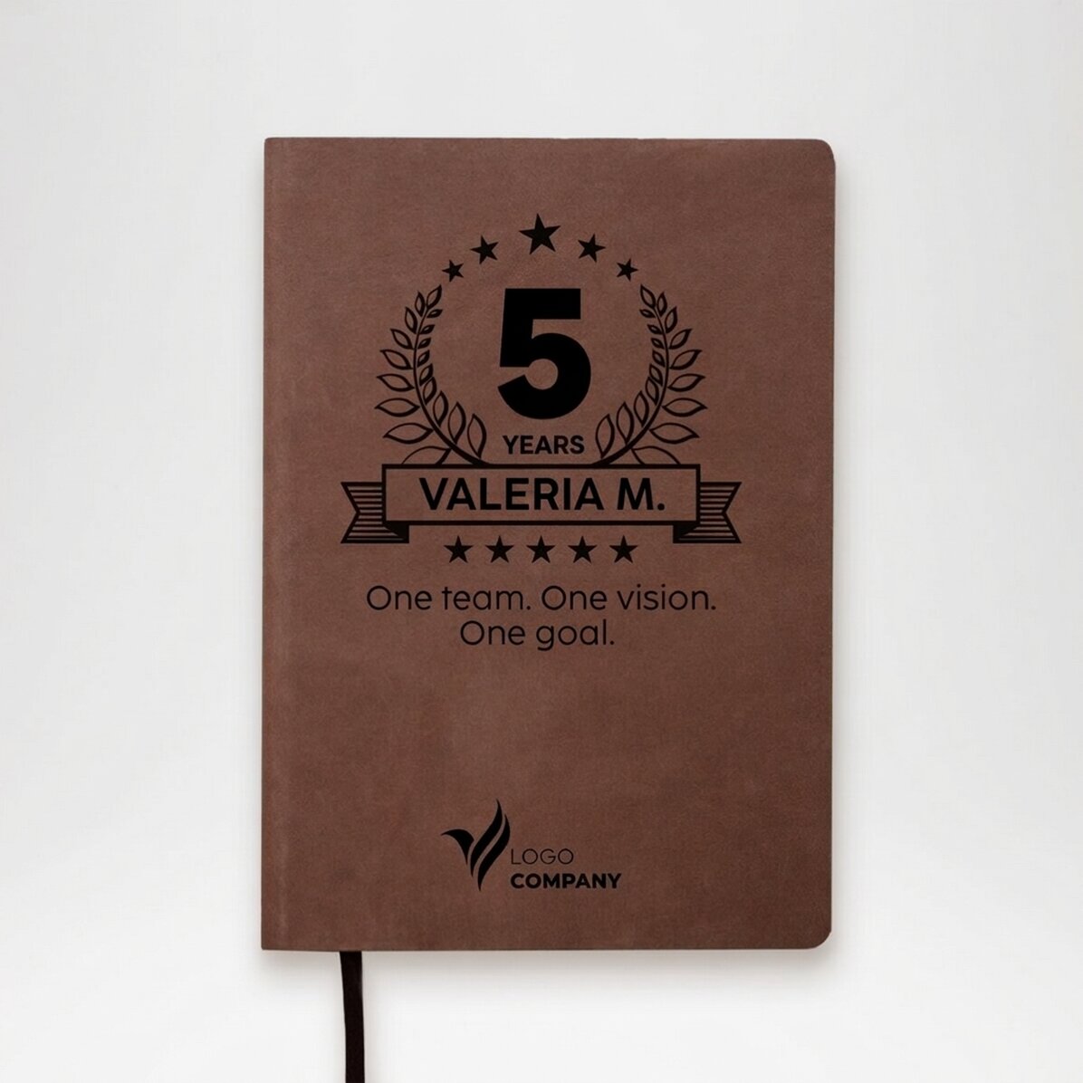 Agenda en cuir personnalisé avec logo et message - Anniversaire