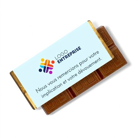 Mini-tablette de chocolat personnalisée avec un logo et un message