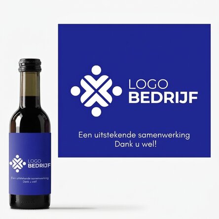 Mini-wijnflesje, gepersonaliseerd met logo en tekst