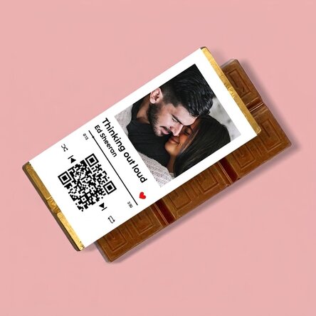 Mini-chocoladetabletje, gepersonaliseerd met foto, boodschap en QR-code - Ons liedje