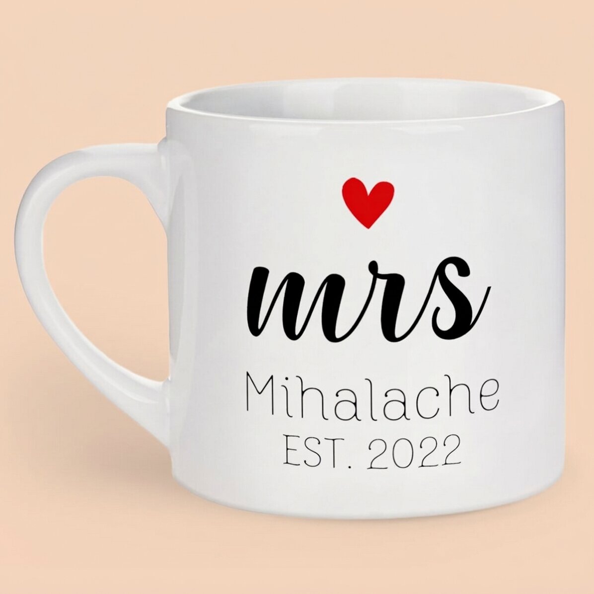 Gepersonaliseerde espressokop met tekst - Mrs & Mr