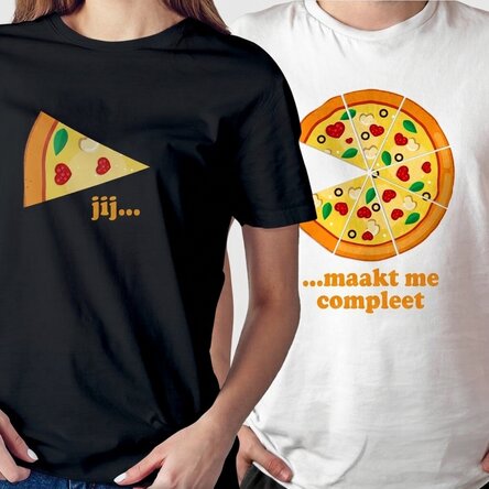 Katoenen T-shirt met gepersonaliseerde tekst - Pizza