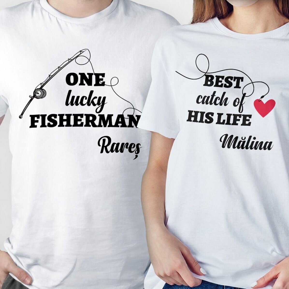 T-shirt en coton personnalisé avec un texte - La prise du pêcheur