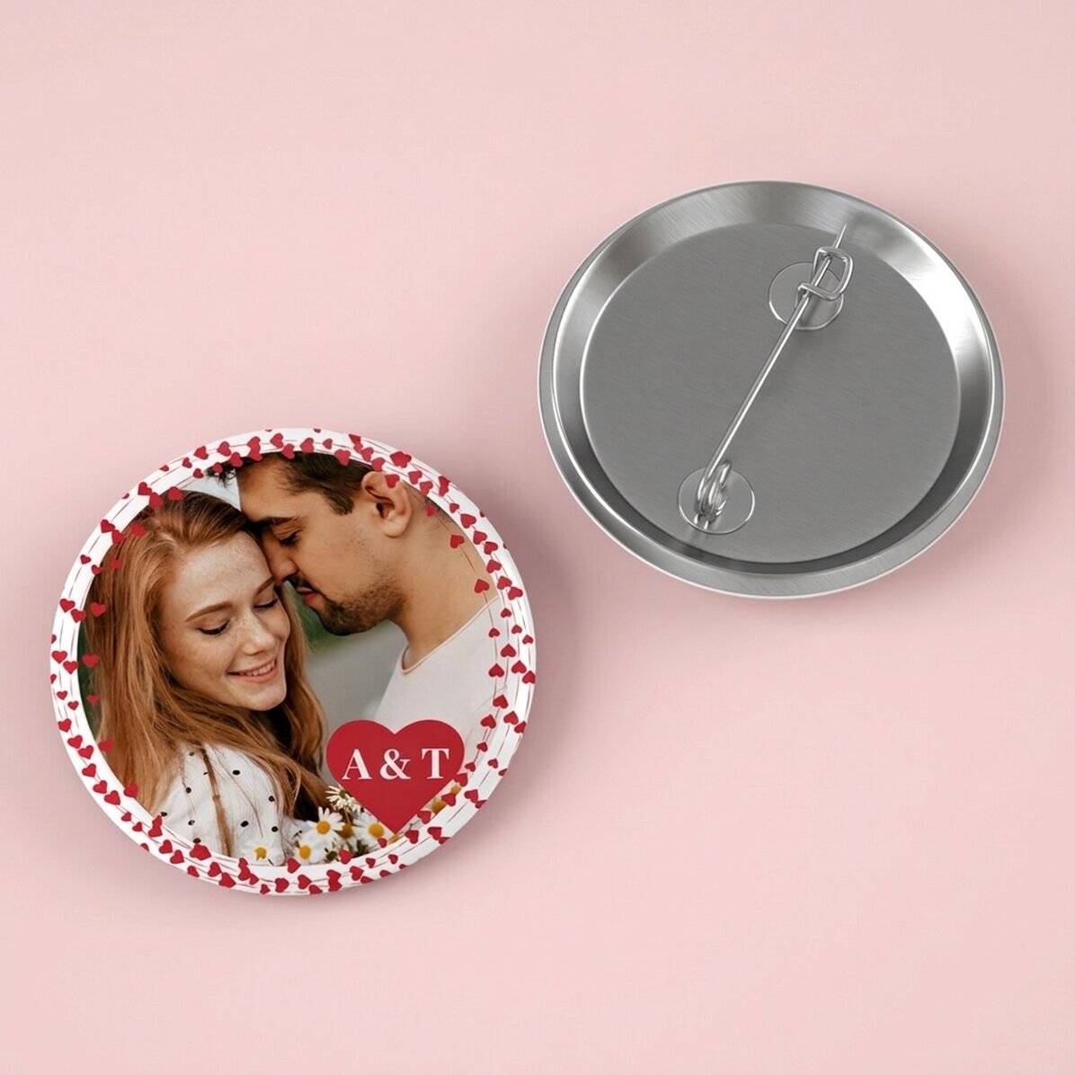 Gepersonaliseerde button met tekst en foto - Love