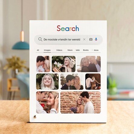 Gepersonaliseerde fotolijst voor op het bureau met foto's en tekst - Zoeken