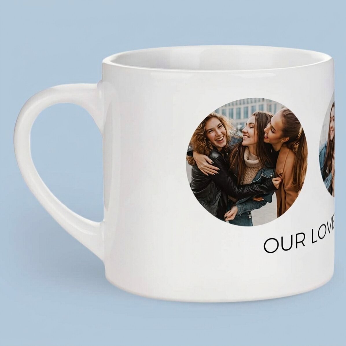 Gepersonaliseerd espressokopje met 3 foto’s en tekst – Onvergetelijke herinneringen