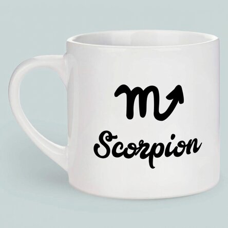 Tasse à expresso personnalisée avec photo et texte - Signe du Scorpion