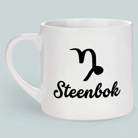 Gepersonaliseerde espressokop met foto en tekst - Sterrenbeeld Steenbok