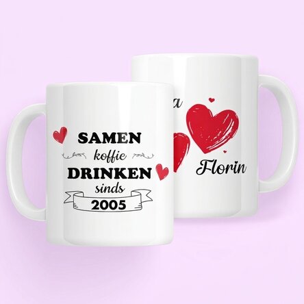 Gepersonaliseerde mok met tekst - Drinking together
