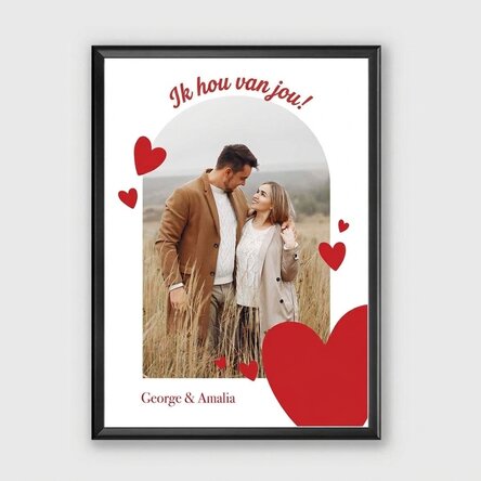 Gepersonaliseerd schilderij met een foto en een boodschap - Fijne Valentijnsdag!