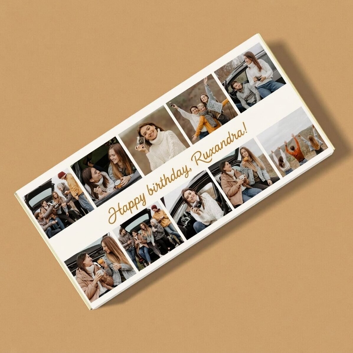 Chocolat personnalisé avec 10 photos et un message - Joyeux anniversaire !