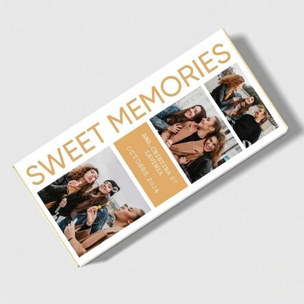 Chocolat personnalisé avec 5 photos et un message - Sweet Memories